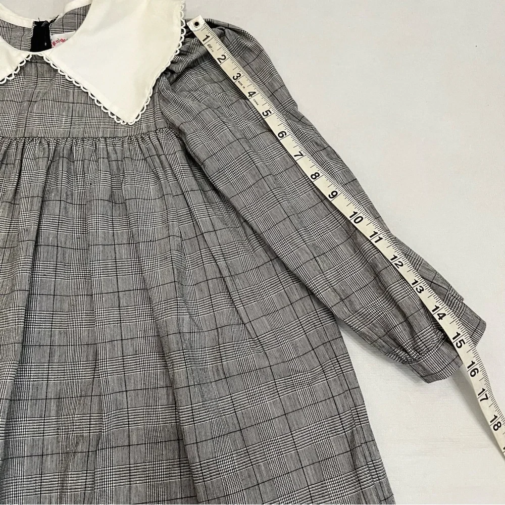 Vintage Lillibit Plaid Dress White Collar